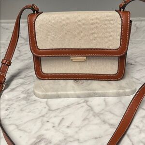 Mango Brown and Cream Crossbody Bag